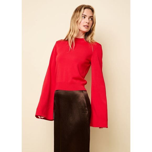 Solid & Striped Babetta Bell Sleeve Sweater Apple Red - M - Picture 4 of 7